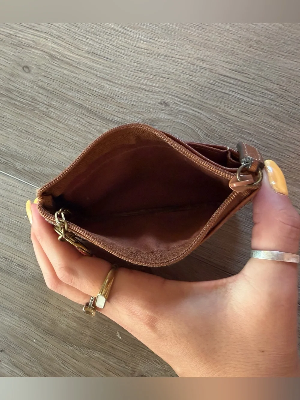 Fossil Leather Multi-Color Stripe Zip Pouch with Keyring